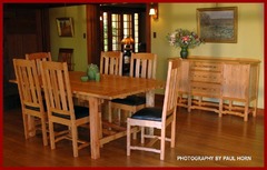 ...(ITEM RETIRED)...   Greene and Greene Style Custom Cherry and Ebony Dining Table with Two Leaves.